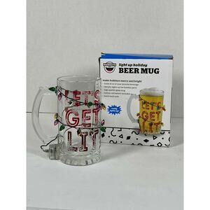 Bigmouth16 oz BEER MUG "Let's Get Lit", Light Up Holidays, Really Lights Up !